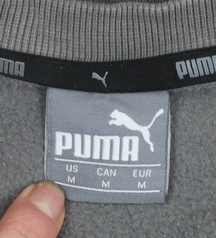 Puma Men's Grey Crew Neck Fleece Sweatshirt M Regular Fit