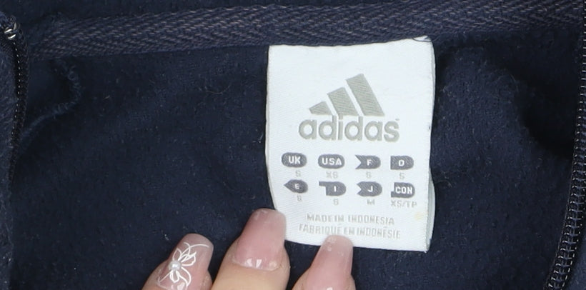 Adidas Mens Navy Full Zip Fleece Sweatshirt Size S Classic Sportswear