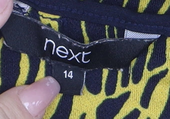 Next Women's Yellow Black Sleeveless Blouse Size 14 Animal Print