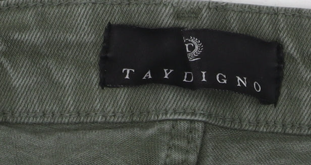 Taydigno Men’s Green Slim Fit Stretch Cotton Skinny Jeans Size 36