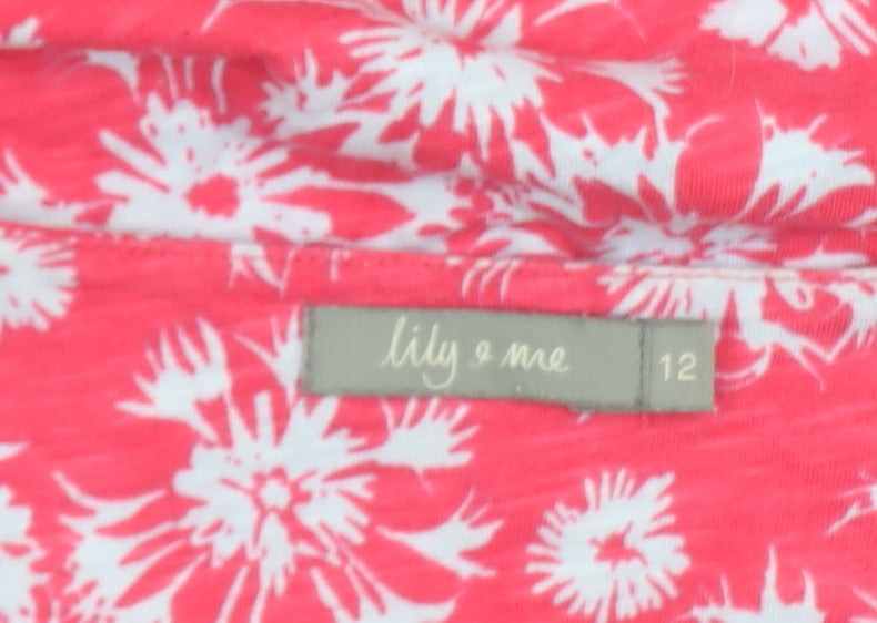 Lily & Me Women’s Pink Floral 3/4 Sleeve Tunic Top Size 12