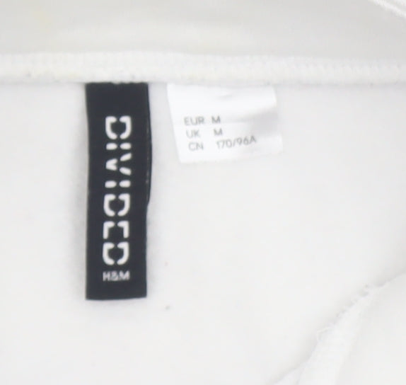 H&M Divided Women White 1/2 Zip Pullover Sweatshirt M
