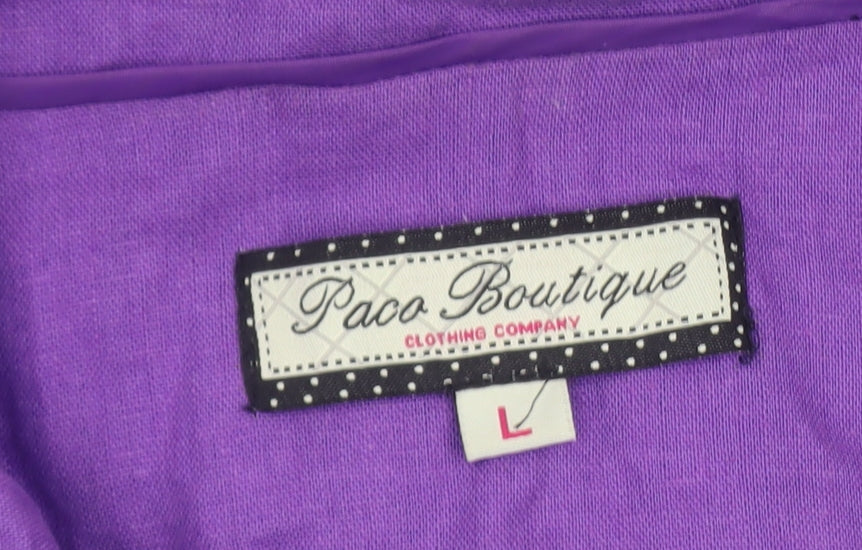 Paco Boutique Women’s Purple Linen Blend Button Jacket L