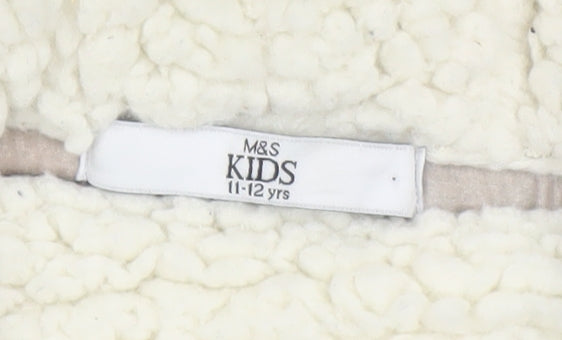 Marks and Spencer Girls Grey Full Zip Fleece Lined Hoodie 11-12 Years
