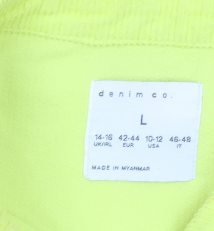 Denim Co. Women Yellow Corduroy Casual Jacket Size L 14-16