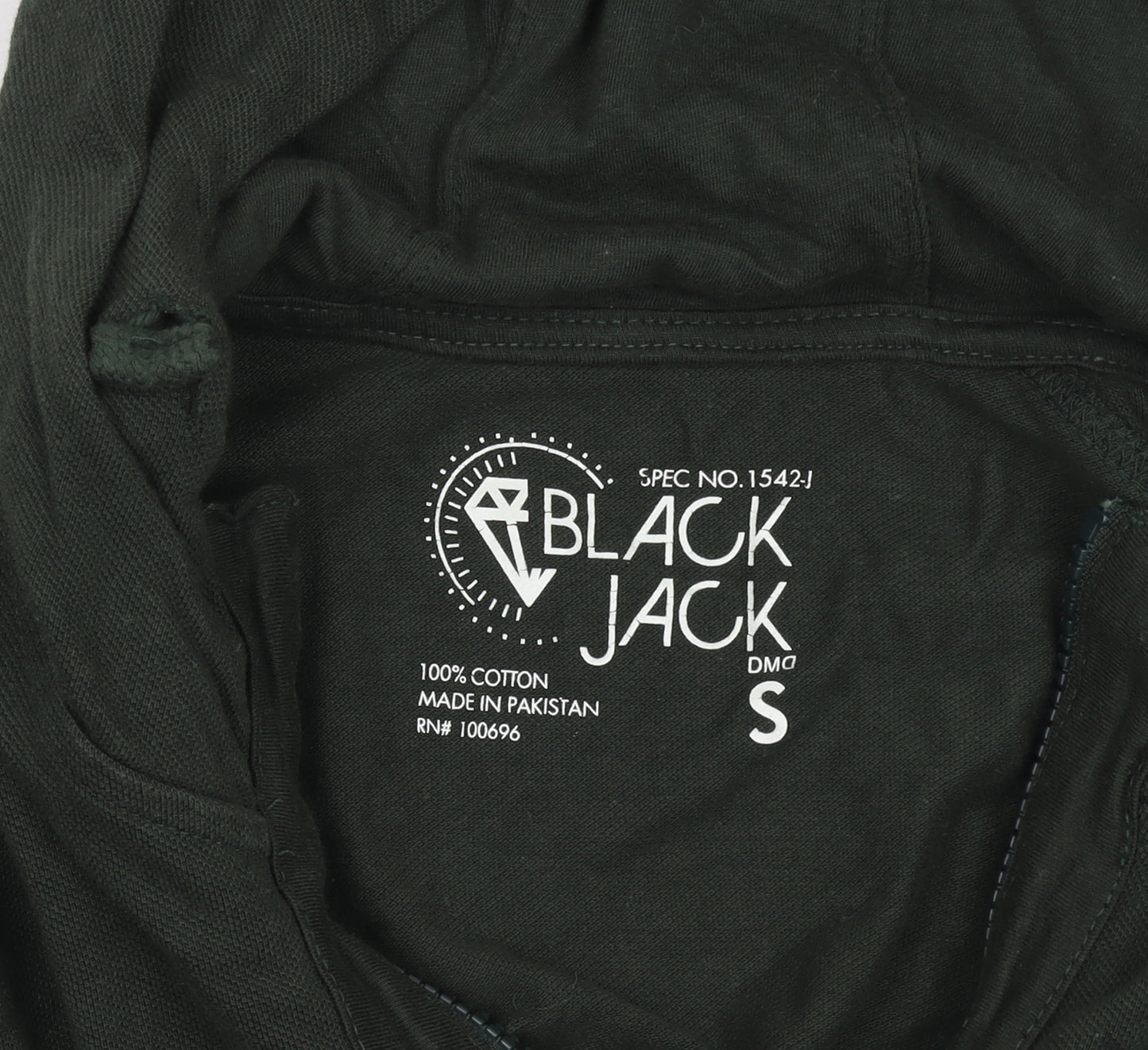 Black Jack Men's Green Full Zip Hoodie Size S Army Style Cotton