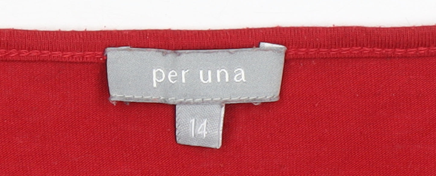 Marks and Spencer Per Una Red Long Sleeve V-Neck Bohemian Blouse Size 14