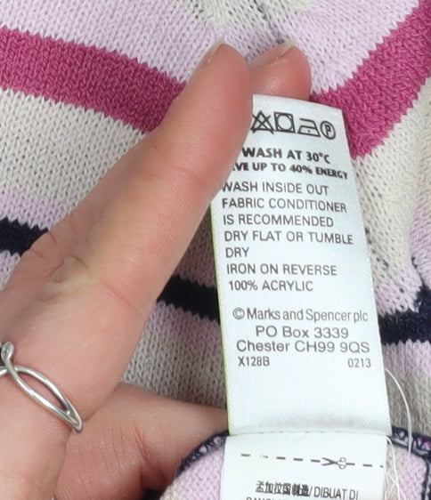 Marks and Spencer Womens Navy Stripe Pullover Jumper Size 10