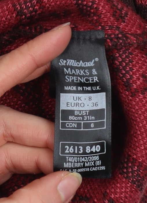 Marks and Spencer Women Red Paisley Knit Shift Dress Size 8