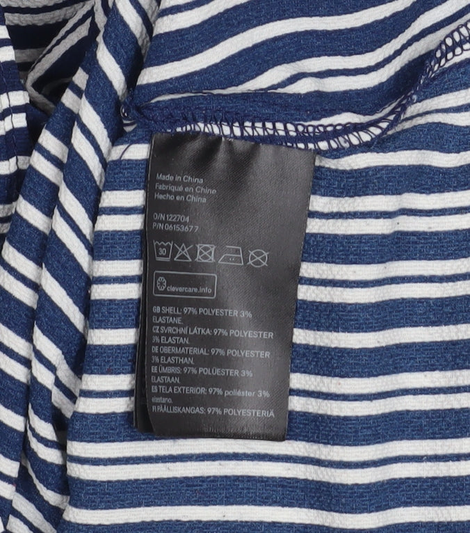 H&M Divided Womens Blue Striped Off Shoulder Ruffle Blouse Size 8