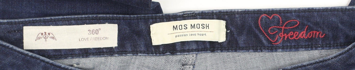 MOS MOSH Women's Blue Skinny Jeans Size 12 Slim Fit Zip Detail