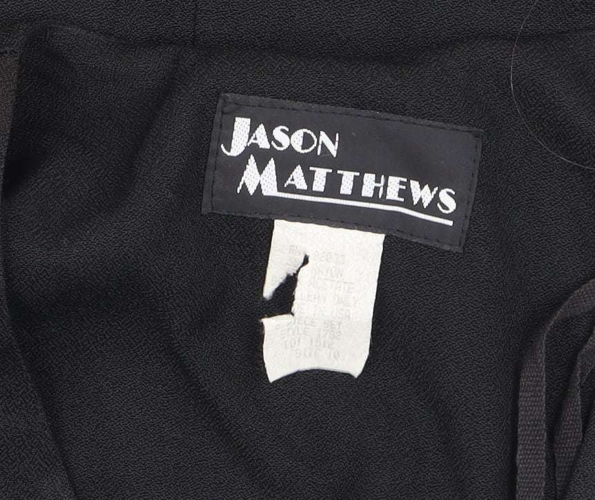 Jason Matthews Women's Black 80s Colourblock Blouse M V-Neck Rayon