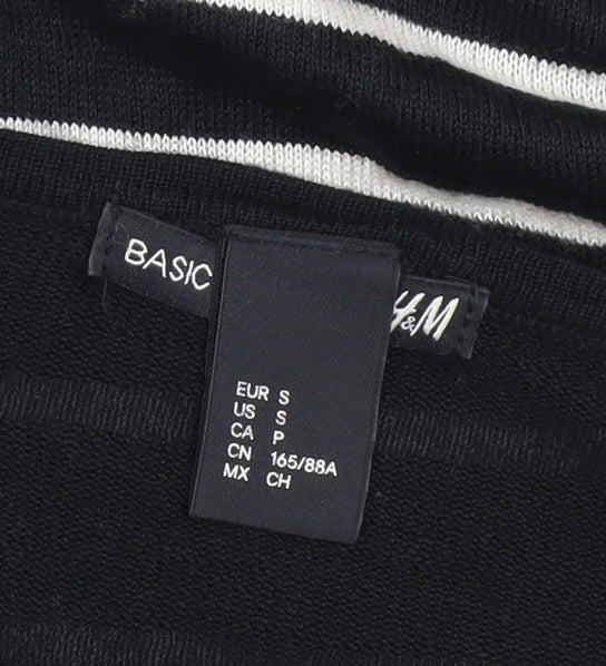H&M Women’s Black White Striped Boat Neck Jumper Size 8