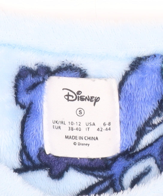 Disney Stitch Blue Fleece Women's Long Sleeve Nightshirt Size 10-12