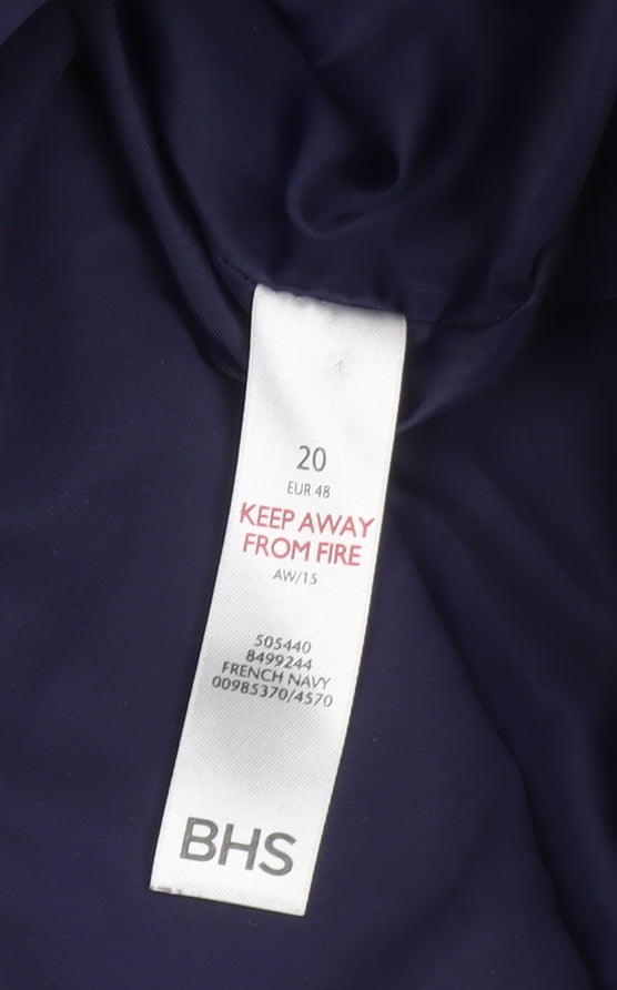 BHS Women’s Blue Hooded Mid-Length Parka Coat Size 20