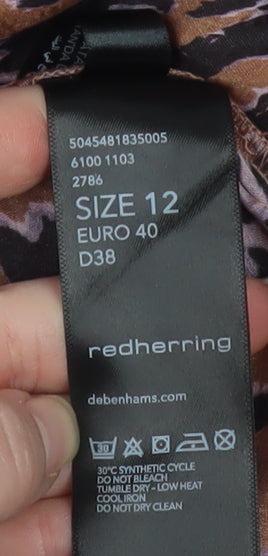 Red Herring Women’s Brown Leopard Print Button-Up Blouse Size 12