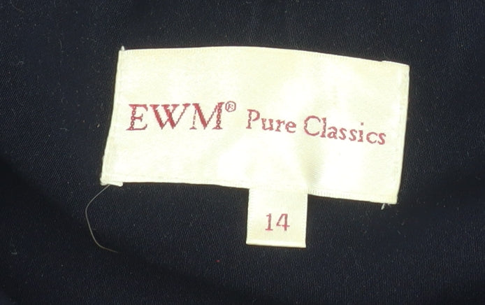 EWM Women’s Blue Hooded Parka Coat Size 14 Lined Mid-Length Casual