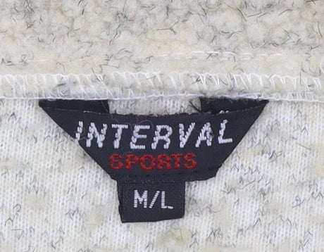 Interval Sports Women Beige 1/2 Zip Wool Blend Pullover Sweatshirt M/L