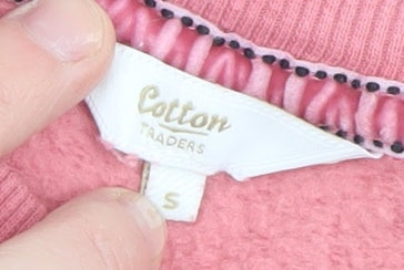 Cotton Traders Women Pink Small Pullover Sweatshirt Crew Neck