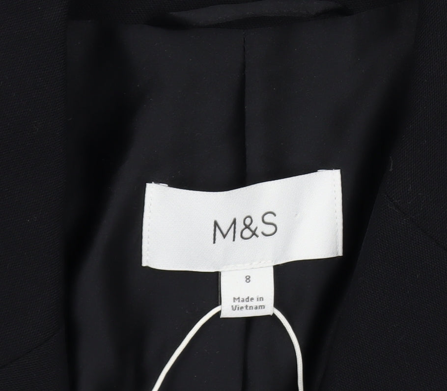 Marks and Spencer Women Black Size 8 Single-Breasted Blazer Jacket