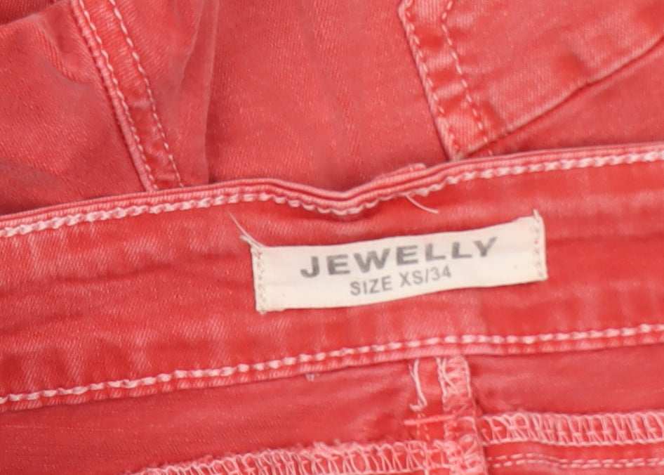 Jewelly Womens Red Chino Stretch Shorts Size XS