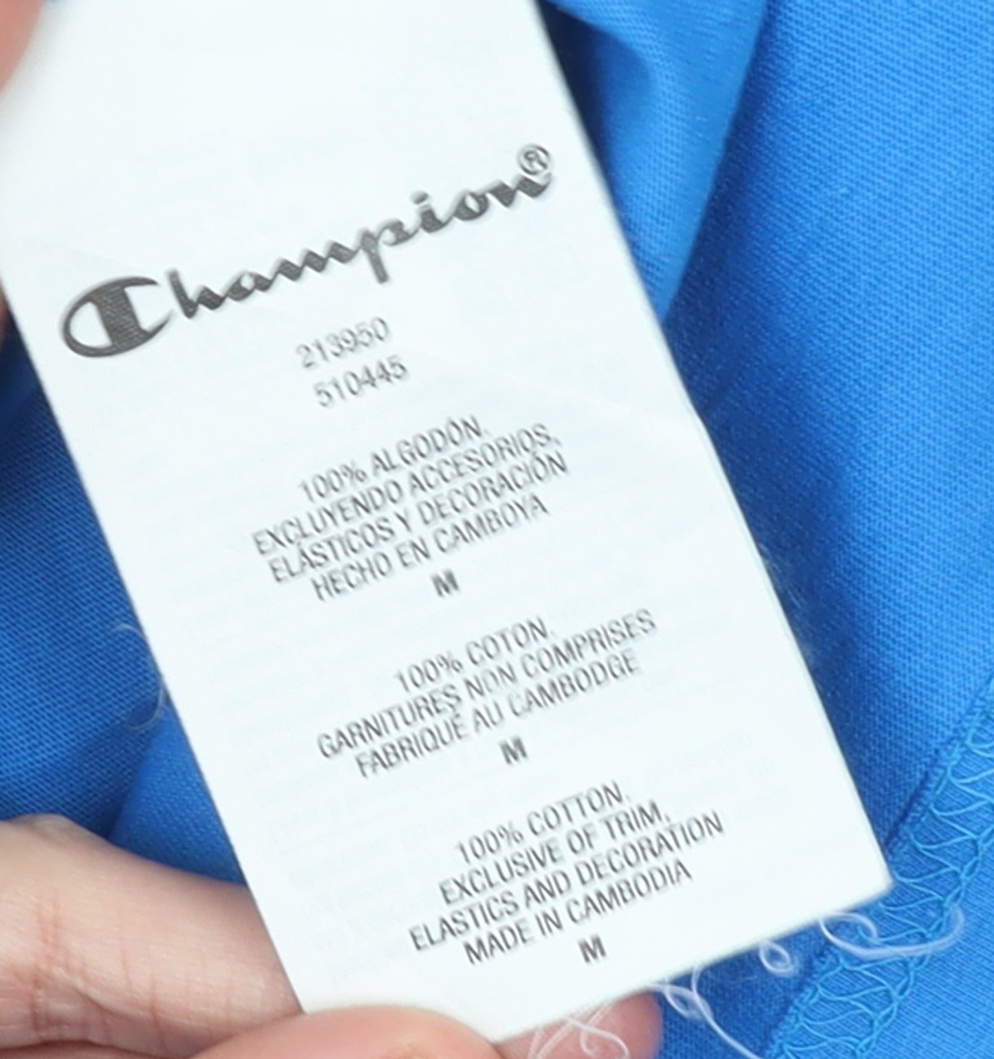 Champion Men's Blue Medium Crew Neck Cotton Logo T-Shirt