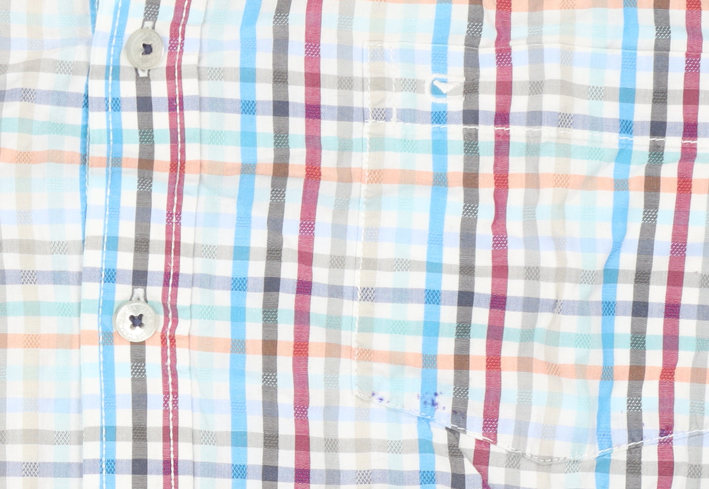 Casa Moda Men's Multicoloured Check Short Sleeve Button-Up Shirt M