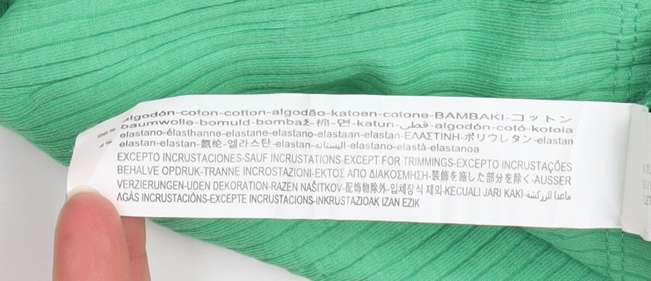 STR Womens Green Long Sleeve Cropped Button-Up Top Size M