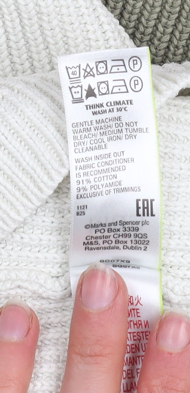 Marks and Spencer Women’s XS Khaki Mix Ribbed Cotton Jumper