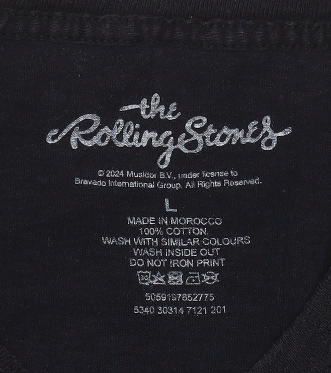 The Rolling Stones Men's Black Graphic Band T-Shirt L 100% Cotton Retro Music Tee