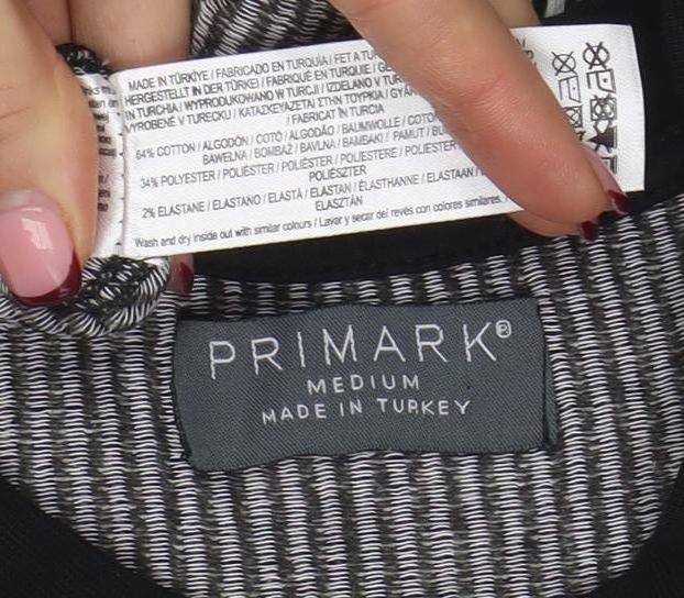 Primark Men's Grey Striped Short Sleeve Crew Neck T-Shirt Size M