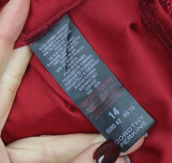 Dorothy Perkins Women’s Red Lace Bodycon Dress Size 14