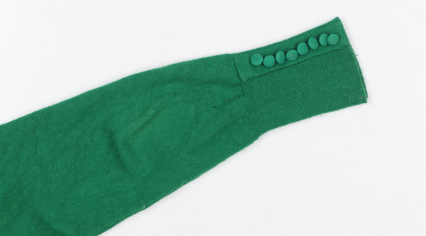 Savida Women’s Green Crew Neck Button Cuff Knit Jumper Size S