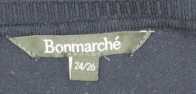 Bonmarché Women’s Navy Blue Embroidered Bee Jumper Size 24/26 Viscose Blend