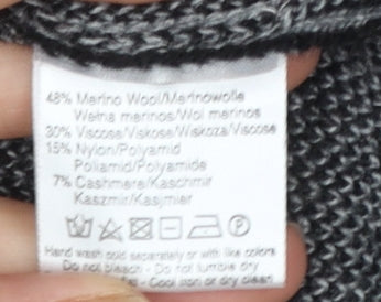 Benedetta.b Women's Grey Merino Wool Mix Star Knit Open Cardigan M
