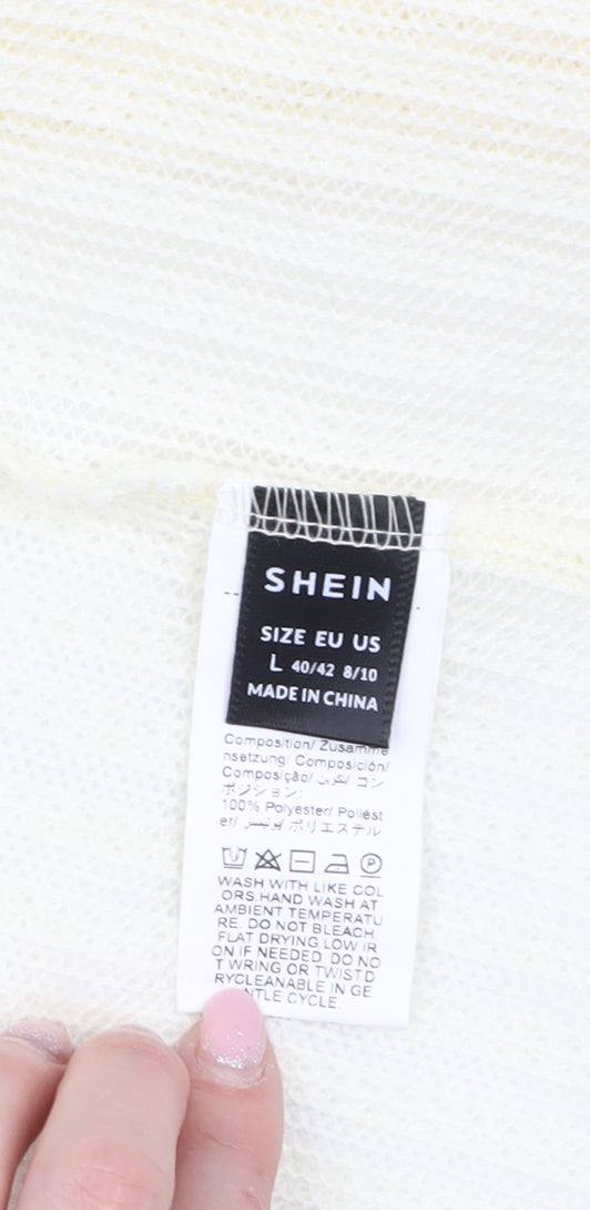 SHEIN Women’s Ivory Knit Open Cardigan Jumper L Lightweight