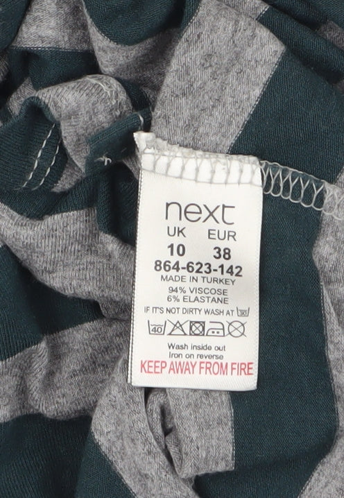 Next Women's Grey Striped 3/4 Sleeve Tunic T-Shirt Size 10