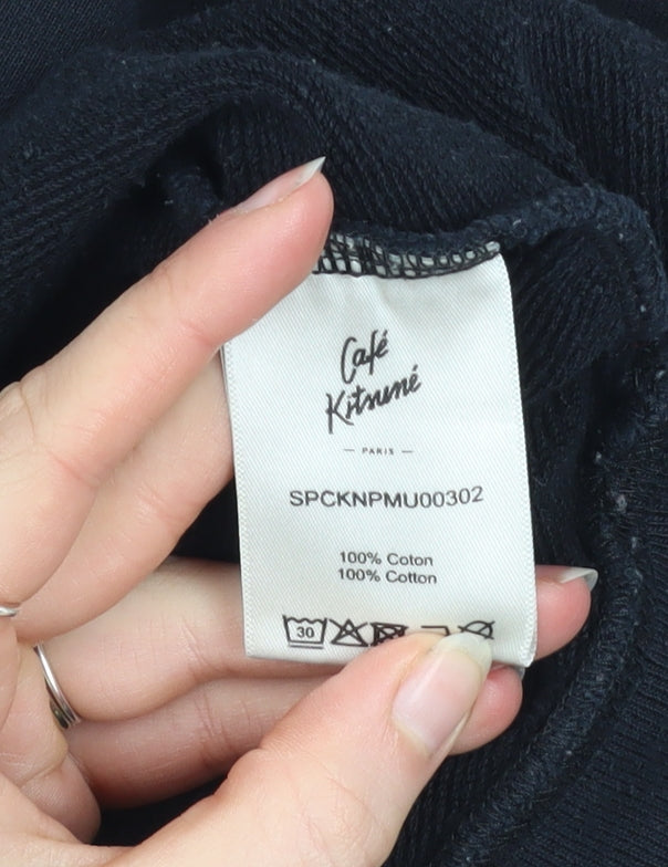 Café Kitsuné Men’s Black Cotton Pullover Sweatshirt Size L