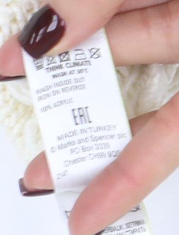 Marks and Spencer Women Ivory Roll Neck Cable-Knit Jumper M