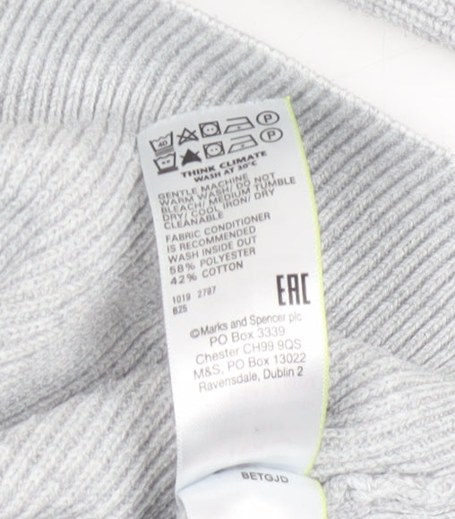Marks and Spencer Men’s Grey XL Cotton Blend Striped Crew Neck Jumper