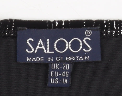 Saloos Women’s Black Glitter Velvet Tunic Blouse Size 20 Long Sleeve