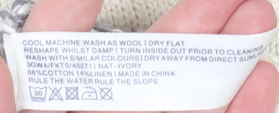 Fat Face Women’s Ivory Fair Isle Cotton Knit Jumper Size 8