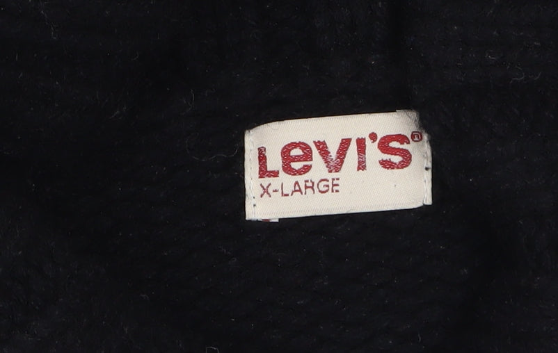 Levi's Men's Black Wool XL V-Neck Chunky Knit Pullover Jumper