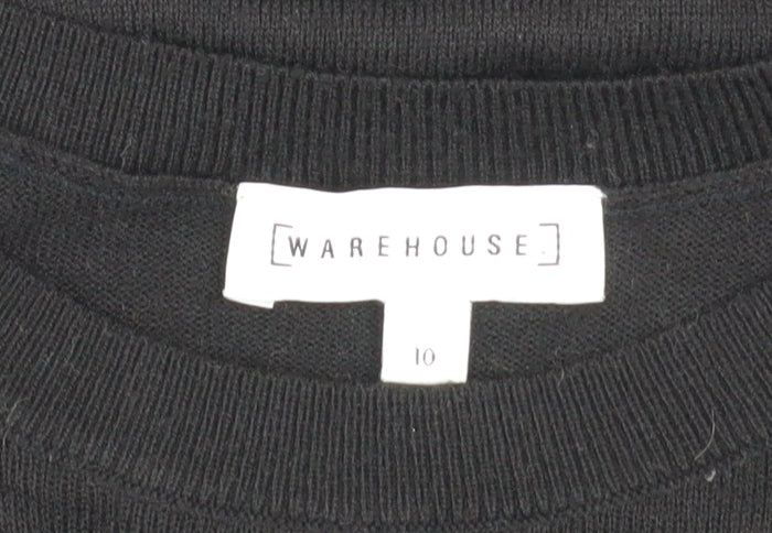 Warehouse Women’s Black Knit T-Shirt Dress Size 10 Short Sleeve