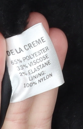 De la Crème Women's Black Long Fleece Overcoat Size 8