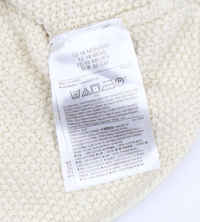 Gap Baby Ivory Cable Knit Cotton Cardigan 12-18 Months Unisex