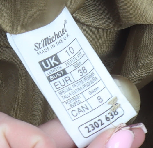 Marks and Spencer St Michael Women's Beige Wool Pea Coat UK 10 Petite Fit