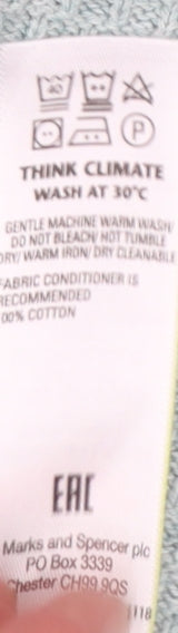 Marks and Spencer Men's Green Cotton Crew Neck Jumper L