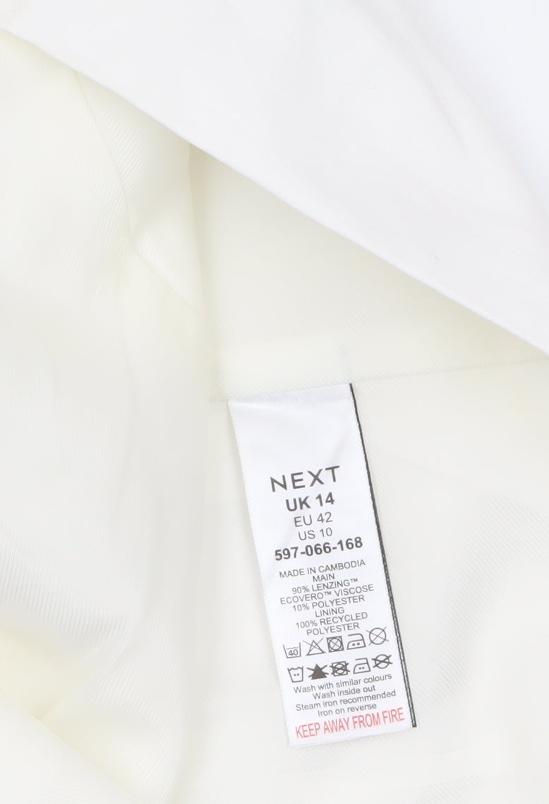 Next Women Ivory Tuxedo Waistcoat UK 14 Sleeveless Lined Viscose Blend