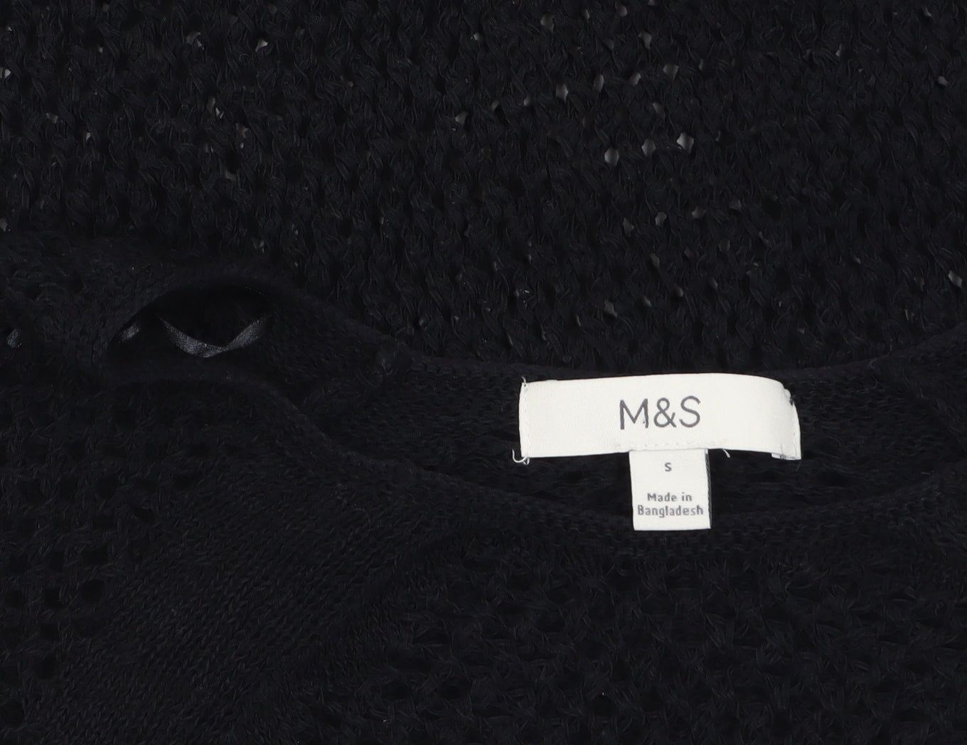Marks and Spencer Women’s Black Open Knit Cotton Jumper Size S